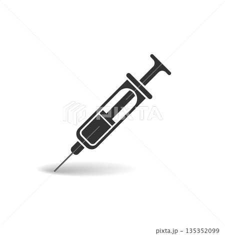 Syringe icon in flat style. Coronavirus vaccine inject vector illustration on isolated background. Covid-19 vaccination sign business concept. Syringe icon in flat style. Coronavirus vaccine inject vector illustration on isolated background. Covid-19 vaccination sign business concept. 135352099