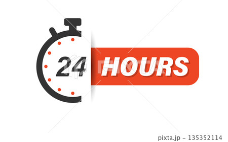 24 hours service icon in flat style. All day business and service vector illustration on isolated background. Quick service time sign business concept. 24 hours service icon in flat style. All day business and service vector illustration on isolated background. Quick service time sign business concept. 135352114