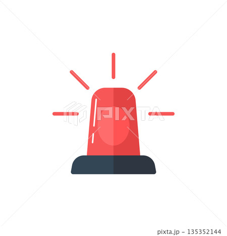 Emergency alarm icon in flat style. Alert lamp vector illustration on isolated background. Police urgency sign business concept. 135352144