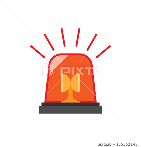 Emergency alarm icon in flat style. Alert lamp vector illustration on isolated background. Police urgency sign business concept. 135352145