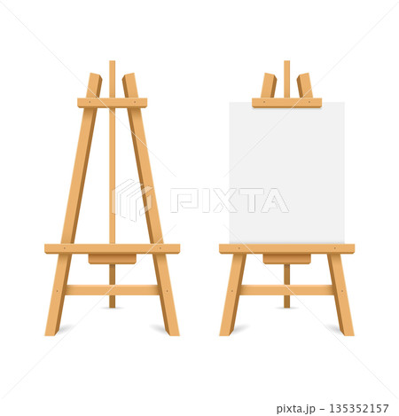 Paint desk icon in flat style. Easel vector illustration on isolated background. Painting panel sign business concept. Paint desk icon in flat style. Easel vector illustration on isolated background. Painting panel sign business concept. 135352157