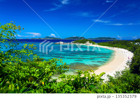 夏の沖縄 渡嘉敷島の風景 阿波連ビーチ 夏の沖縄 渡嘉敷島の風景 阿波連ビーチ 135352379