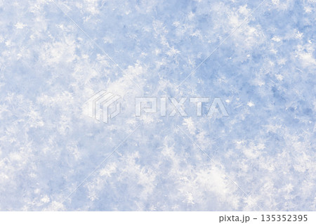 White snow surface, snowflakes  shine in sunlight. Close up photography 135352395