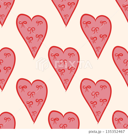 Vector seamless pattern with tiny red hearts. Vector illustration for Valentines Day, baby shower, birthday, wedding print. 135352467