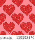 Vector seamless pattern red hearts with dots. Vector illustration for Valentines Day, baby shower, birthday, wedding print. 135352470