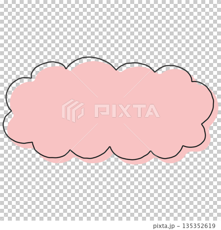 Handwritten simple horizontal speech bubble (pink, red) 135352619