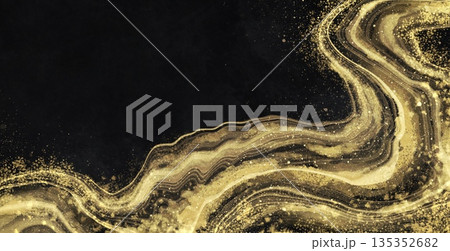 黒背景 流れるゴールドの川 135352682