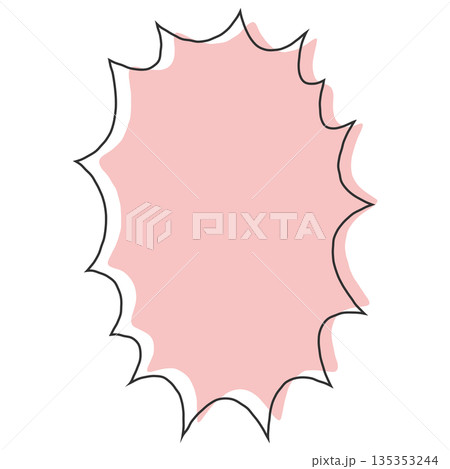 手書きのシンプルな縦長ギザギザの吹き出し（ピンク、赤） 135353244