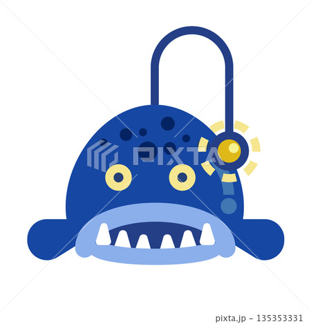 深海魚モチーフのかわいいモンスターキャラクターイラスト 135353331