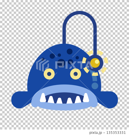 深海魚モチーフのかわいいモンスターキャラクターイラスト 135353331