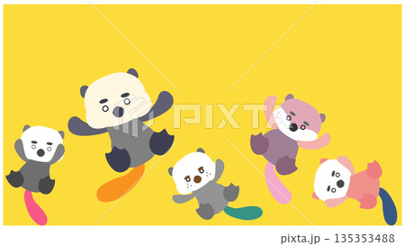色々なラッコたちのかわいいキャラクターイラスト 135353488
