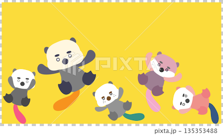 各種海獺的可愛角色插圖 135353488