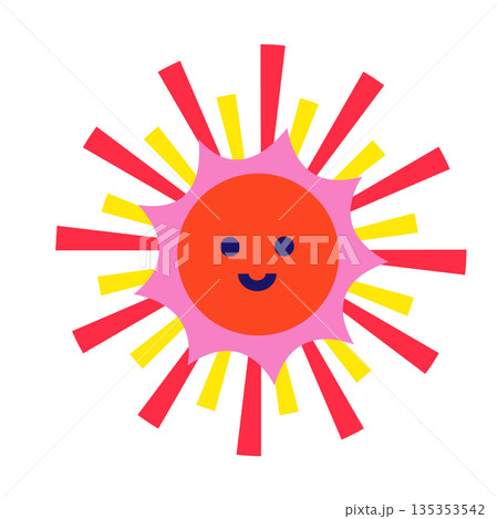 笑顔の太陽のかわいいキャラクターイラスト 135353542