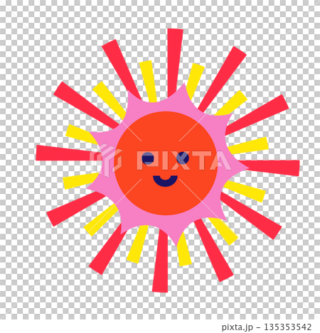笑顔の太陽のかわいいキャラクターイラスト 135353542