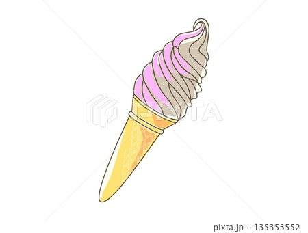 ソフトクリーム  ストロベリーとチョコとレートのアイスクリーム 1本 135353552