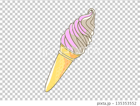 ソフトクリーム  ストロベリーとチョコとレートのアイスクリーム 1本 135353552