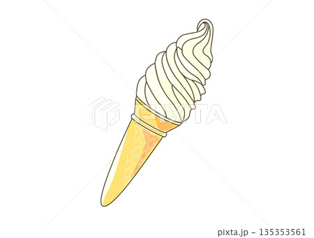 ソフトクリーム バニラのアイスクリーム 1本のイラスト ソフトクリーム バニラのアイスクリーム 1本のイラスト 135353561