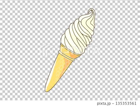 ソフトクリーム バニラのアイスクリーム 1本のイラスト ソフトクリーム バニラのアイスクリーム 1本のイラスト 135353561