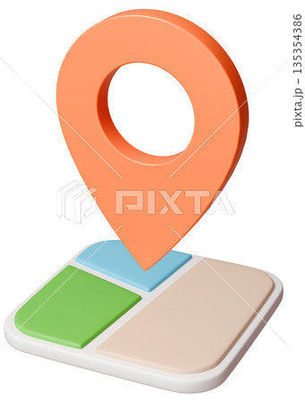 3D画像_マップピン_オレンジ 135354386