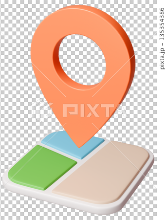 3D画像_マップピン_オレンジ 135354386