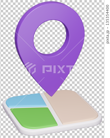3D画像_マップピン_紫 135354400