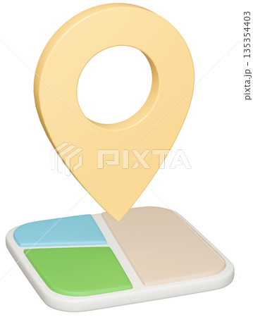 3D画像_マップピン_黄色 135354403