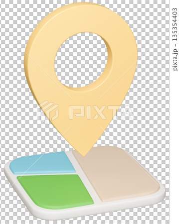 3D画像_マップピン_黄色 135354403