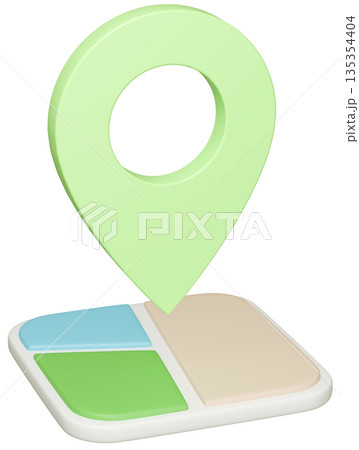 3D画像_マップピン_黄緑 3D画像_マップピン_黄緑 135354404