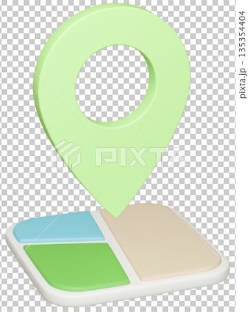 3D画像_マップピン_黄緑 3D画像_マップピン_黄緑 135354404