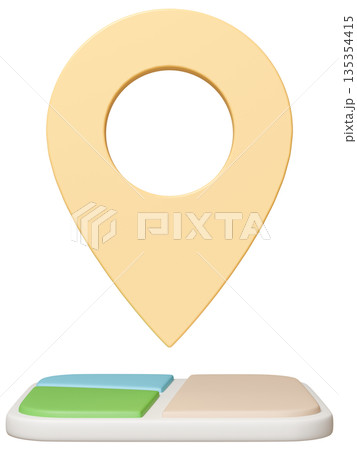 3D画像_マップピン_黄色 135354415
