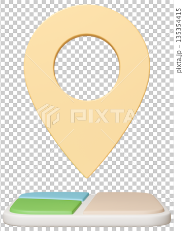 3D画像_マップピン_黄色 135354415