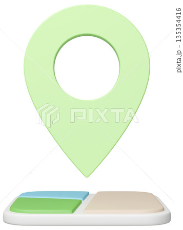 3D画像_マップピン_黄緑 135354416