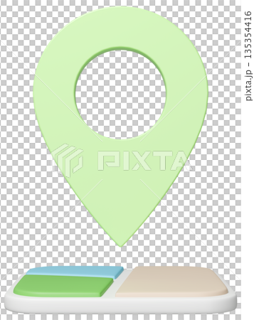 3D image map pin yellow-green 135354416
