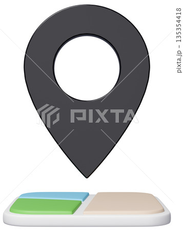 3D画像_マップピン_黒 135354418