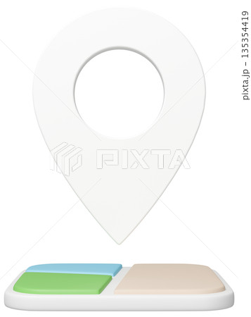 3D画像_マップピン_白 135354419