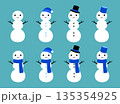 かわいい雪だるま　3段　セット　青 135354925