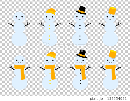 かわいい雪だるま　3段　透過セット　黄 135354931