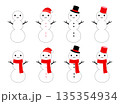 かわいい雪だるま　3段　主線セット　赤 135354934