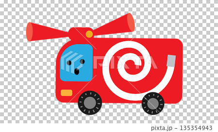 Cute character illustration of a fire truck with a hose 135354943