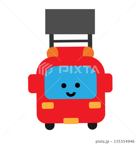 正面から見た消防車のかわいいキャラクターイラスト 135354946