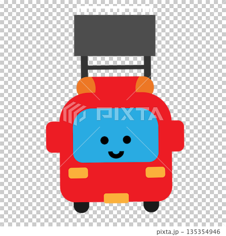正面から見た消防車のかわいいキャラクターイラスト 135354946