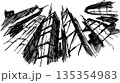 hand drawn architectural sketch of a modern abstract city architecture and skyscrapers and tall building 135354983