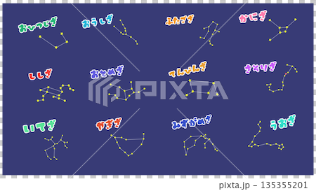 A cute illustration set of the twelve zodiac constellations 135355201