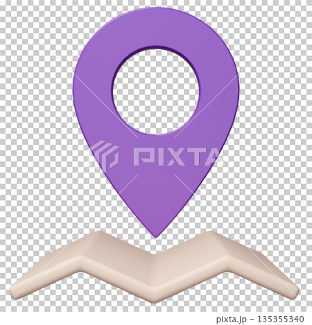 3D影像地圖圖釘_紫色 135355340