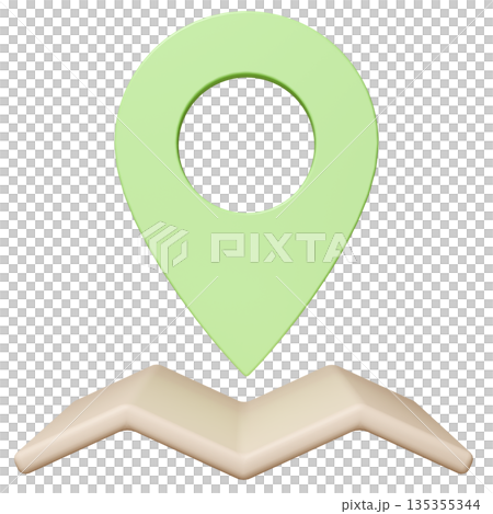 3D影像地圖圖釘黃綠色 135355344
