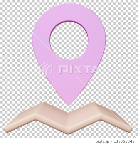 3D影像地圖圖釘_紫色 135355345