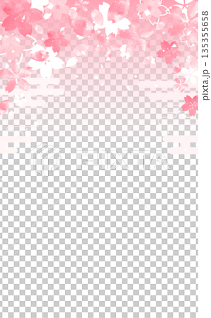 Hand-drawn Japanese-style cherry blossom petal frame _ top _ no background _ vertical Hand-drawn Japanese-style cherry blossom petal frame _ top _ no background _ vertical 135355658