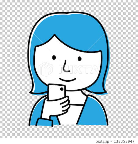 A young woman watching a cell phone A young woman watching a cell phone 135355947
