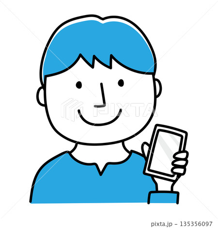 携帯電話をみせる若い男性 135356097