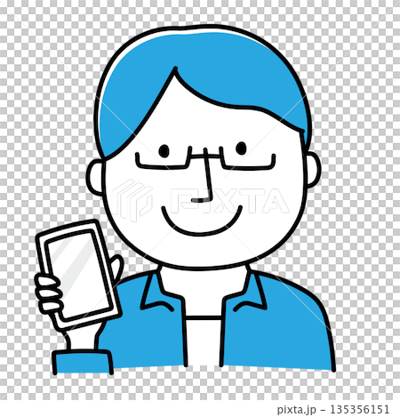 携帯電話をみせる眼鏡をかけた男性 携帯電話をみせる眼鏡をかけた男性 135356151